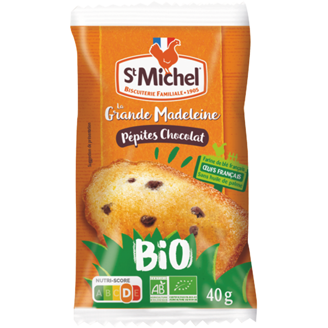 Grande madeleine chocolat bio r 1 40 g pepites e chocolat x 70 saint michel