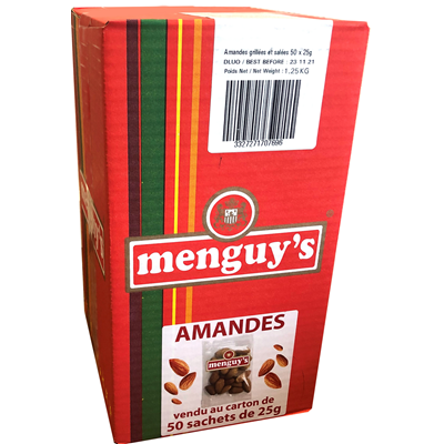 Amandes salees 25 g mini paquet menguy s le carton de 50