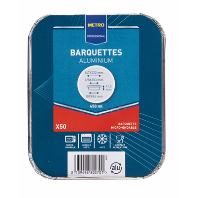 Barquette aluminium refermable 450 ml
