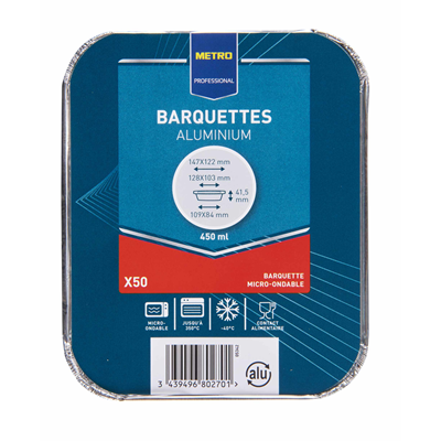 Barquette jetable aluminium 450 cc vendu par 50 1