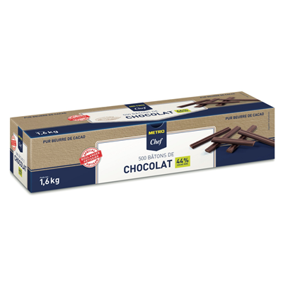 Bâton de chocolat courts 44% cacao 1.6 kg - 500 pièces METRO Chef