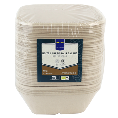 Bol jetable carre biodegradable blanc 900 ml x 40