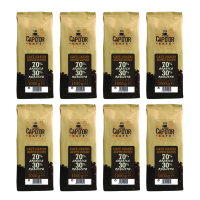 Cafe en grains 70 arabica 30 robusta cap d or 1 kg le lot de8 gros volme