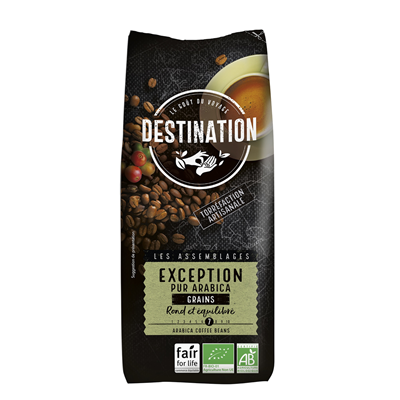 Cafe en grains bio pur arabica exception 1 kg