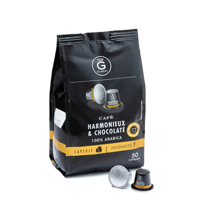 Cafe harmonieux chocolate 50 capsules intenite 7 giblert