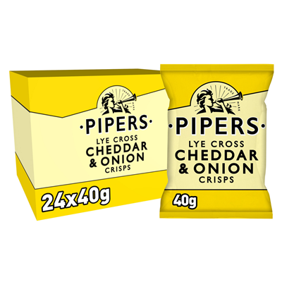 Chips cheddar oignon 40 g pipers le carton de 24