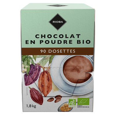 Chocolat en poudre bio en dosettes 90 x 20 g rioba