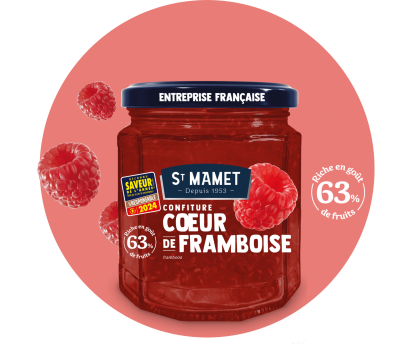 Confitures saint mamet en pot 310g de 60 de fruits framboise