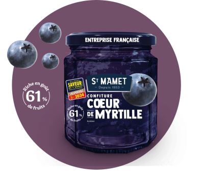 Confitures saint mamet en pot 310g de 60 de fruits myrtilles