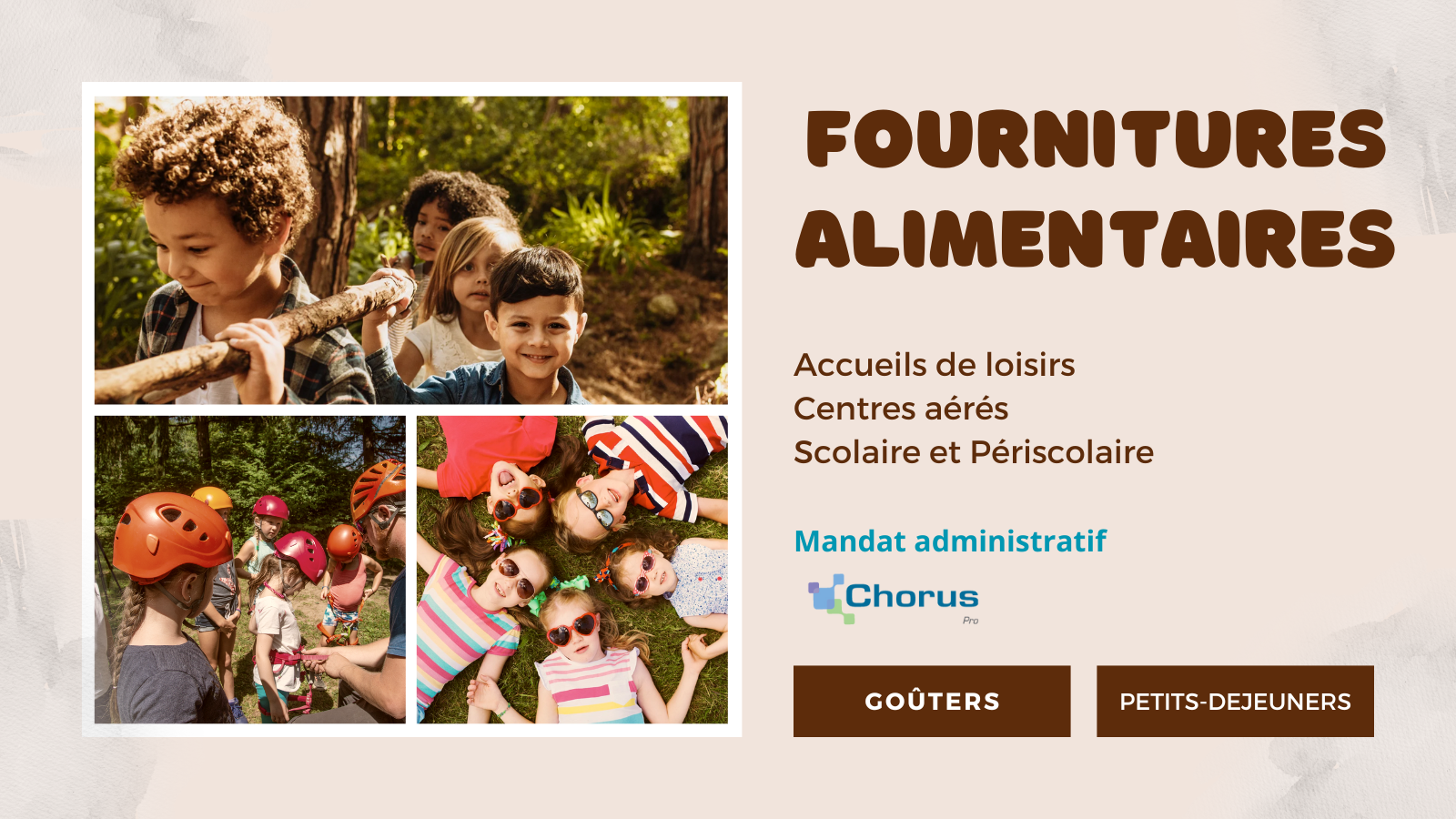 Fournitures alimentaires accueil de loisirs centre aere scolaire et periscolaire