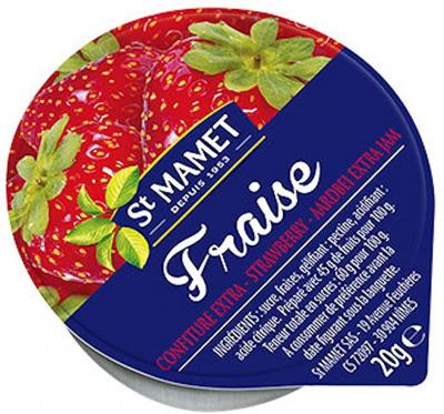 Lot de 12 confiture extra de fraise 20 g st mamet en coupelle alu