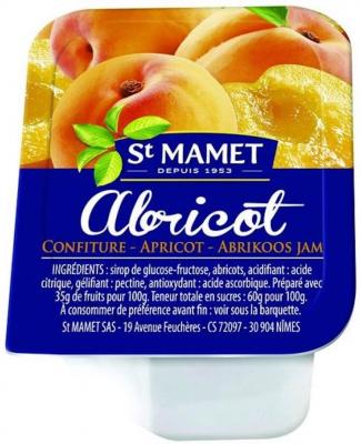 Lot de 15 confiture d abricots 25 g st mamet en barquette plastique