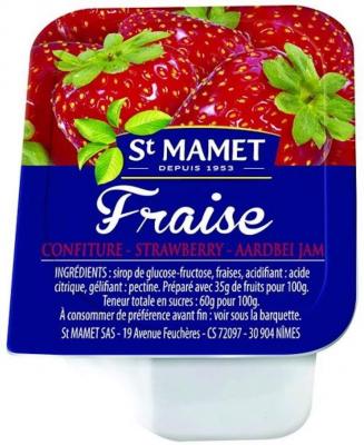 Lot de 15 confiture de fraises 25 g st mamet en barquette plastique