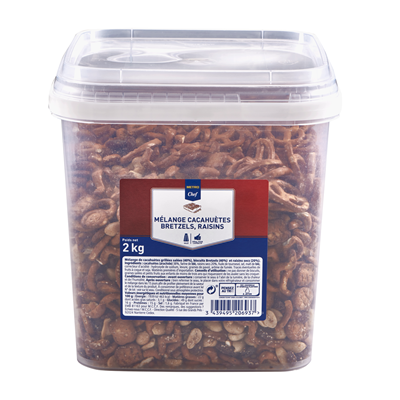 Melange cacahuetes raisins bretzel 2 kg metro chef