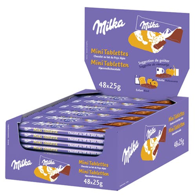 Mini tablettes chocolat au lait 48 x 25 g milka