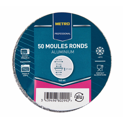 Moule aluminium rond 109 mm vendu par 50 