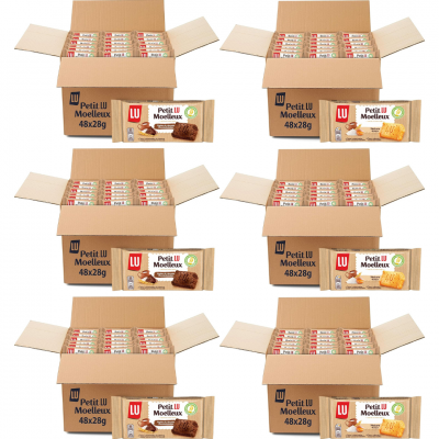 Petit lu moelleux 28g x 48 unites le lot de 3 cartons nature 3 cartons chocolatl