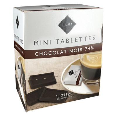 Rioba chocolat noir mini tablettes 250 x 4 5 g soit 1 125 kg