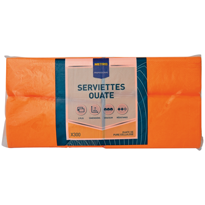 Serviette jetable 2 plis cellulose orange 33 x 33 cm x 201