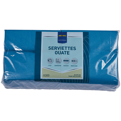 Serviette jetable 2 plis cellulose petrole 33 x 33 cm x 200