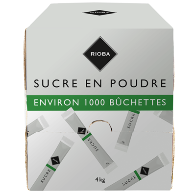 Sucre en poudre buchette 1000 x 4 g rioba