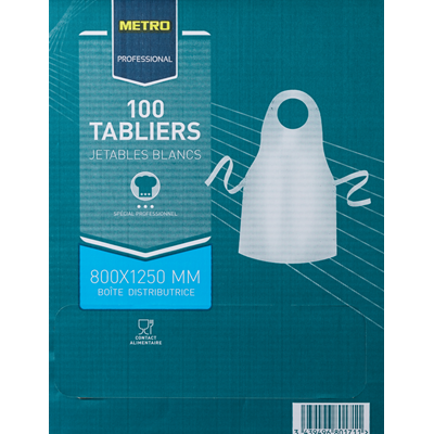 Tablier jetable blanc taille unique x 100