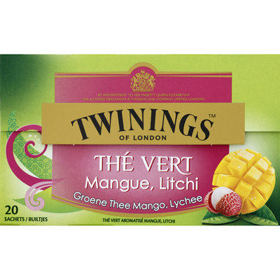 The vert mangue litchi 20 sachets twinnings